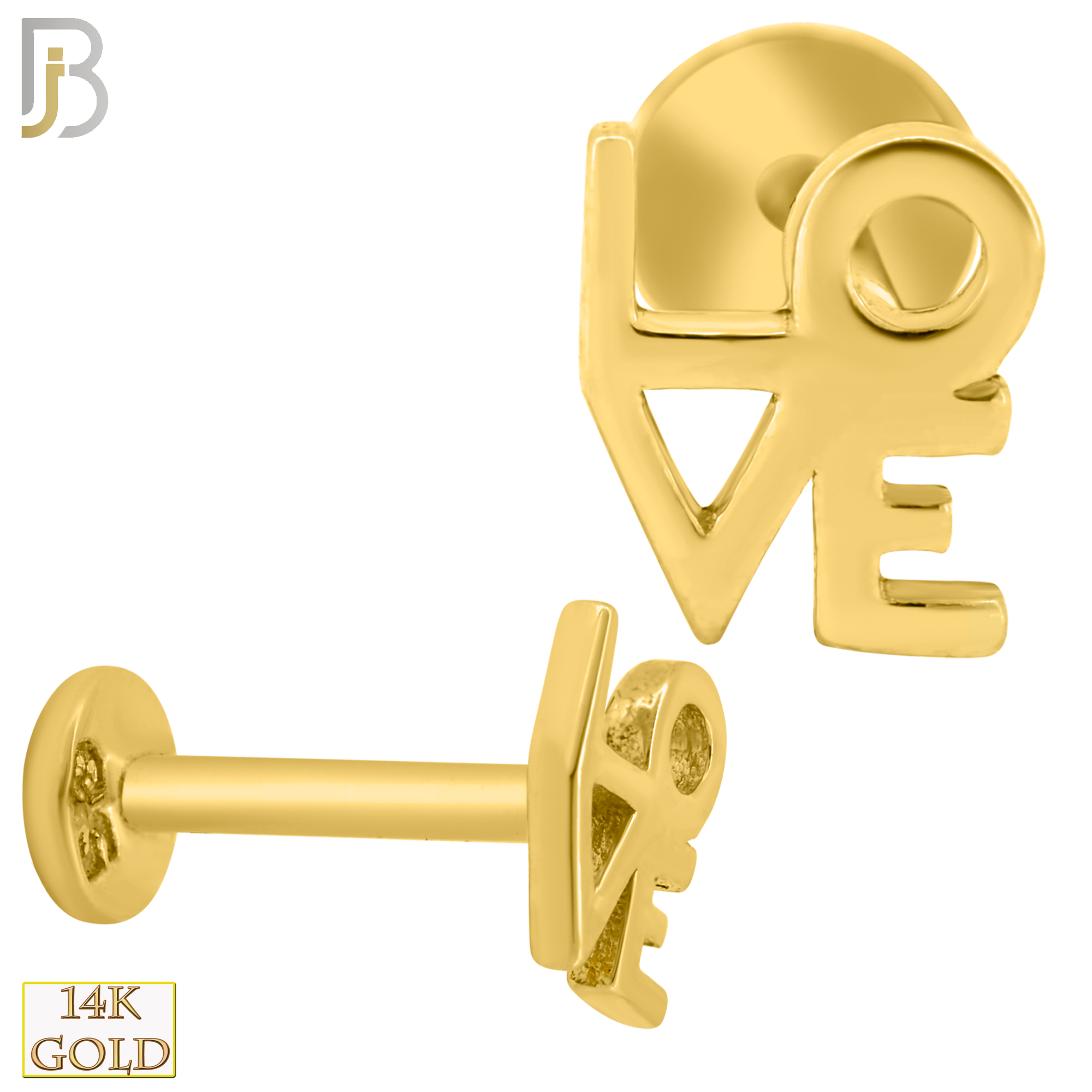 14-LB44 -  14k Yellow Gold Plain LOVE text Labret image 0