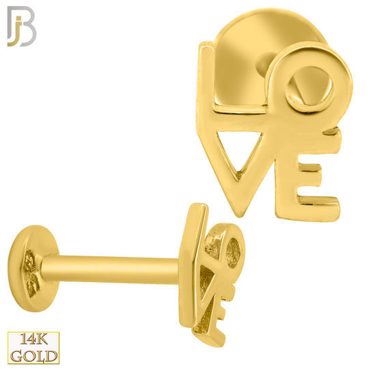 14-LB44 -  14k Yellow Gold Plain LOVE text Labret image 0