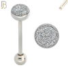 BB06 - 316L Surgical Steel Screw Barbell Glitter Top Mushroom External Threaded (PACK OF 6) image 2