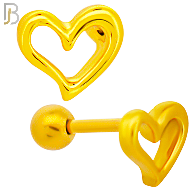TB78 - 316L Stainless Steel Plain Hollow Heart Tragus/Cartilage Barbell (PACK OF 6) image 2