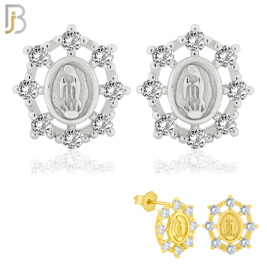 925-ES176 – .925 Sterling Silver Virgin Mary with Clear Zircon image 0