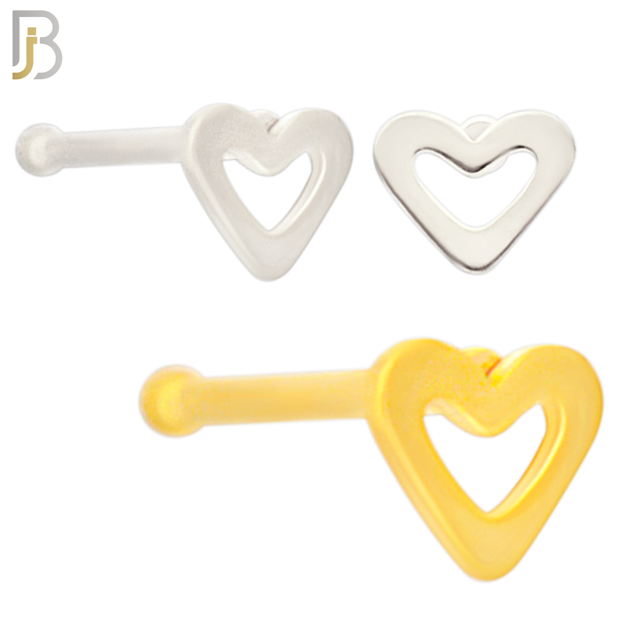 NR37B - 316L Surgical Steel Nose Bone Plain Hollow Heart Design (PACK OF 6) image 0