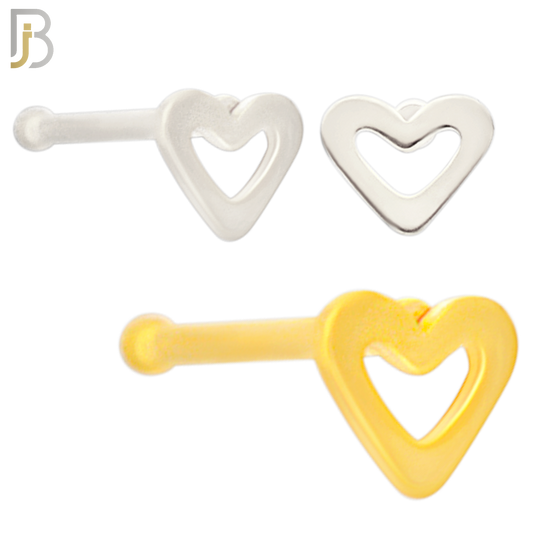 NR37B - 316L Surgical Steel Nose Bone Plain Hollow Heart Design (PACK OF 6) image 0