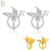 925-ES213 - .925 Sterling Silver Fairy Design Earring Stud with Clear Zircon image 0
