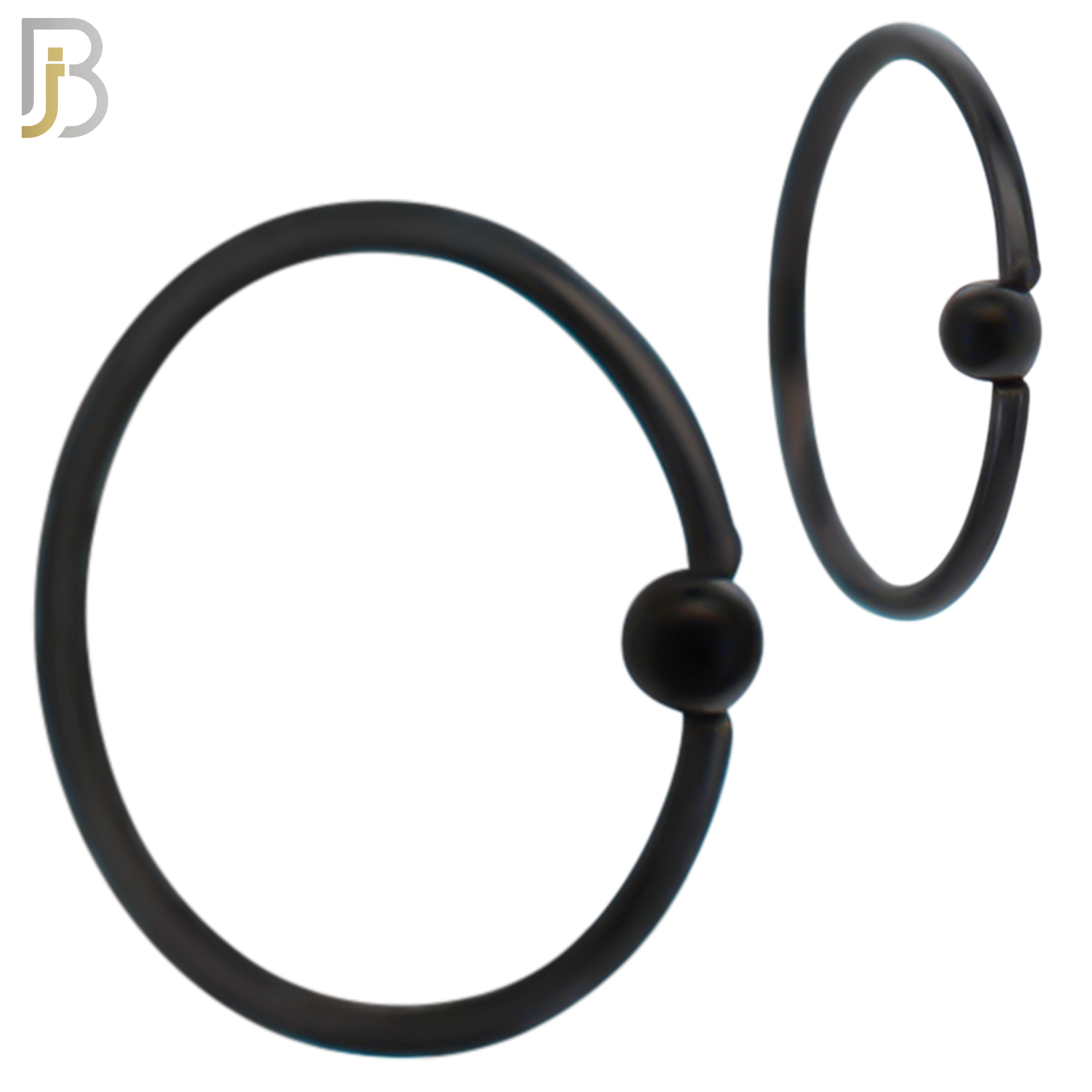 CT03K  - 20g Thickness Black Plated 316L Surgical Steel Hoops Piercing Fixed Bead Twist to Open image 1