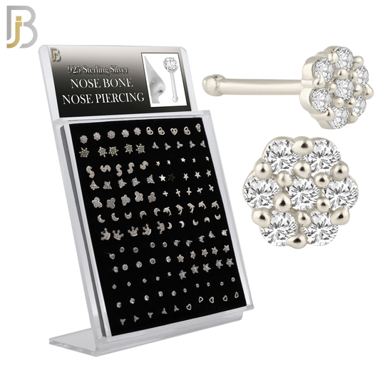 925-PK-NR55WB9 - 925 Sterling Silver Nose Bone Nose Rings with Different Designs - Pack of 120 image 0