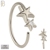 925-CT30 - 925 Sterling Silver Double Star Design Nose Hoops 22g Thick 8mm wide (PACK OF 6) image 0
