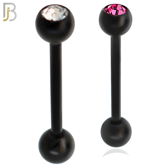 BB05K - 316L Surgical Steel Black Plated Screw Barbell with 5mm Bezel Ball External Threaded (PACK OF 6) image 0