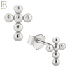 925-ES232 – .925 Sterling Silver Beaded Cross Earring Stud image 1