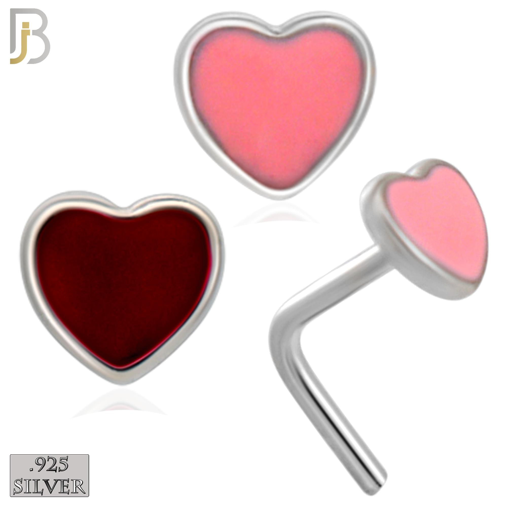 925-NR121L - 925 Sterling Silver L-Shape Heart Shape with Enamel - Pack of 6 image 0