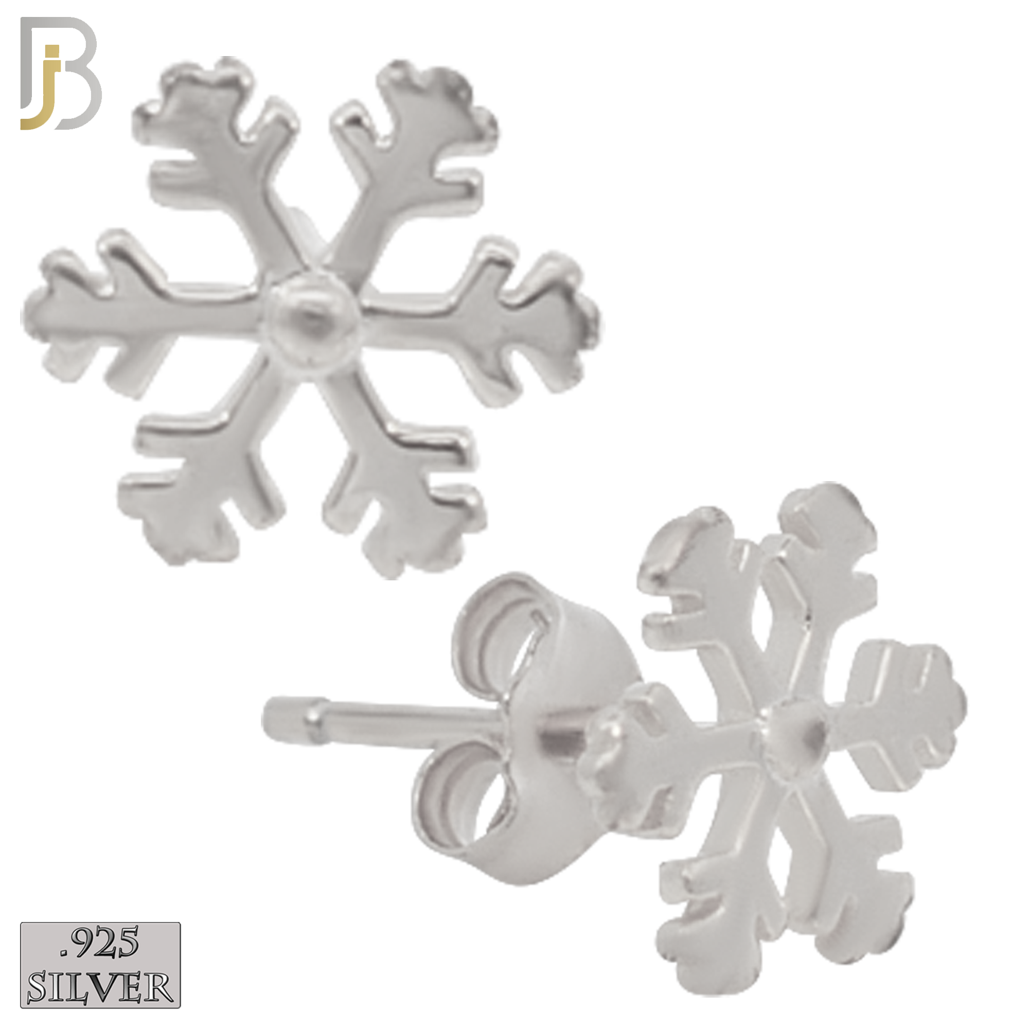 925-ES62 - .925 Sterling Silver Snowflakes Design Earring Stud image 1
