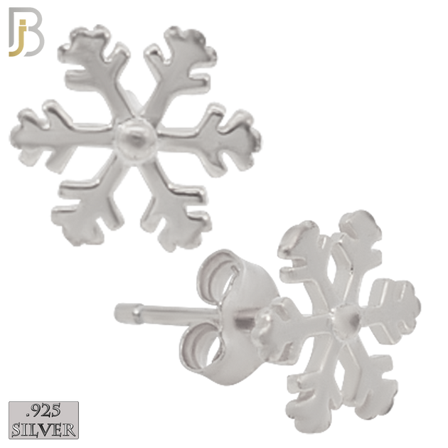 925-ES62 - .925 Sterling Silver Snowflakes Design Earring Stud image 1