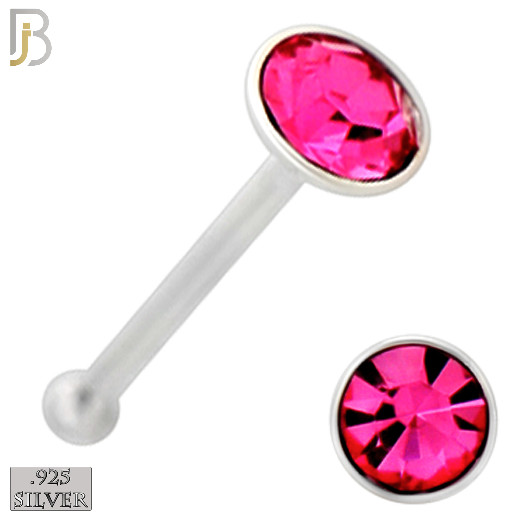 925-PK-NR04S-1A - 2.5mm Assorted CZ 22g Thickness 925 Sterling Silver Nose Bones Press Fit, Packages Pack of 120 image 4
