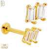 14-LB127 - 14k Yellow Gold Two (2) Baguette Cubic Zirconia Labret - Yellow Gold image