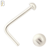 NR41L - 316L Surgical Steel L Shaped with Plain Solid Button Design (PACK OF 6) image 1