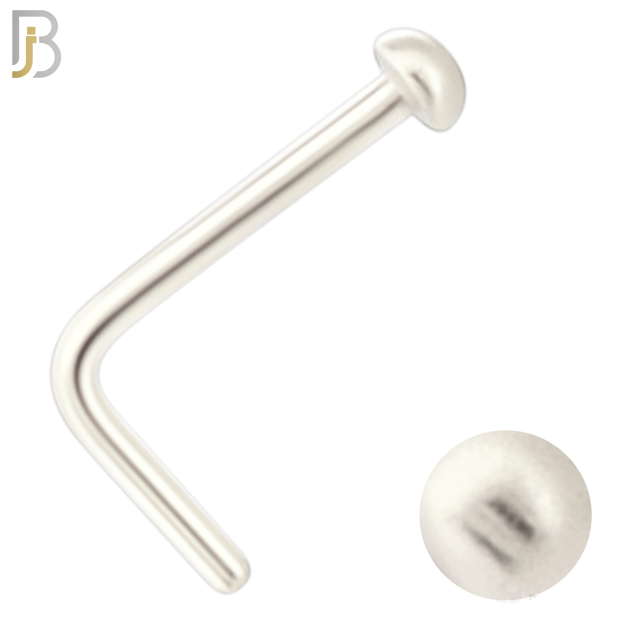NR41L - 316L Surgical Steel L Shaped with Plain Solid Button Design (PACK OF 6) image 1