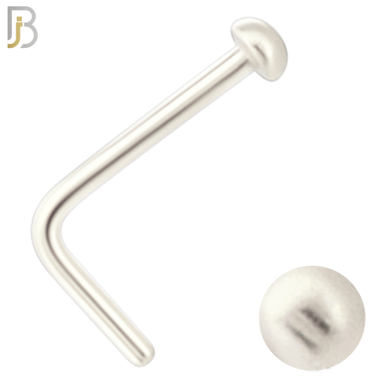 NR41L - 316L Surgical Steel L Shaped with Plain Solid Button Design (PACK OF 6) image 1
