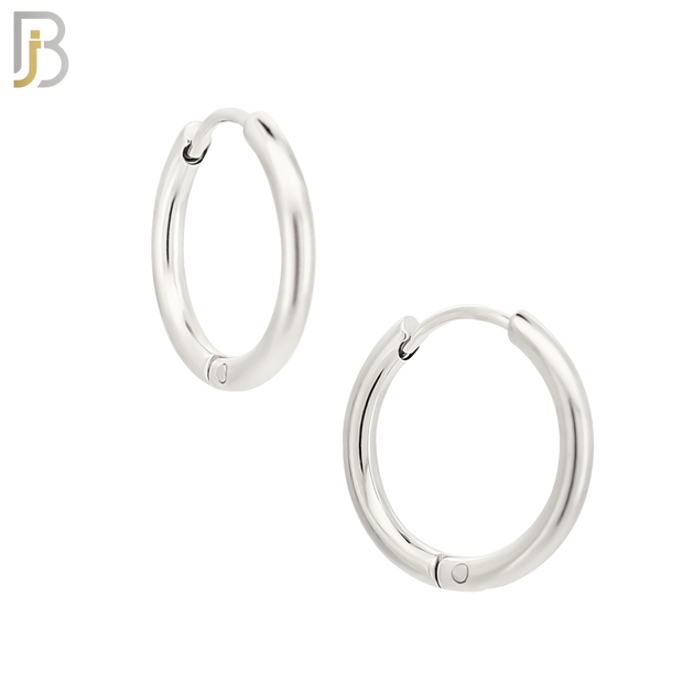 ES95S - 316L Stainless Steel 2mm Thickness Plain Hoops Design Huggies Clip On - 12mm image