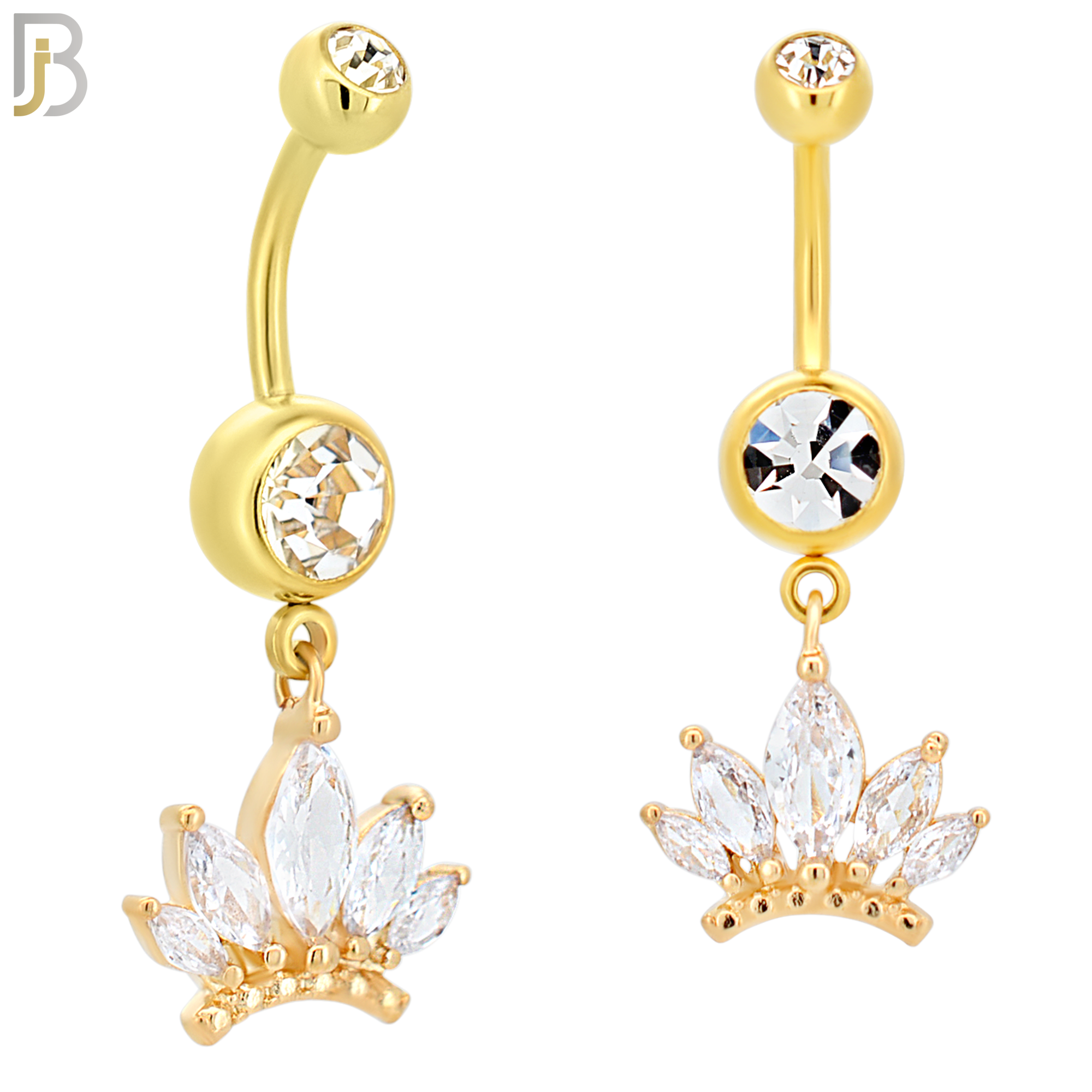 N075 - 316L Stainless Steel Dangling Crown Design Belly Ring with 5mm Screw Ball image 2