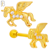 TB03 - 316L Surgical Steel Unicorn Design with Zircon Tragus Barbell Cartilage Piercing Screw Ball (PACK OF 6) image 2