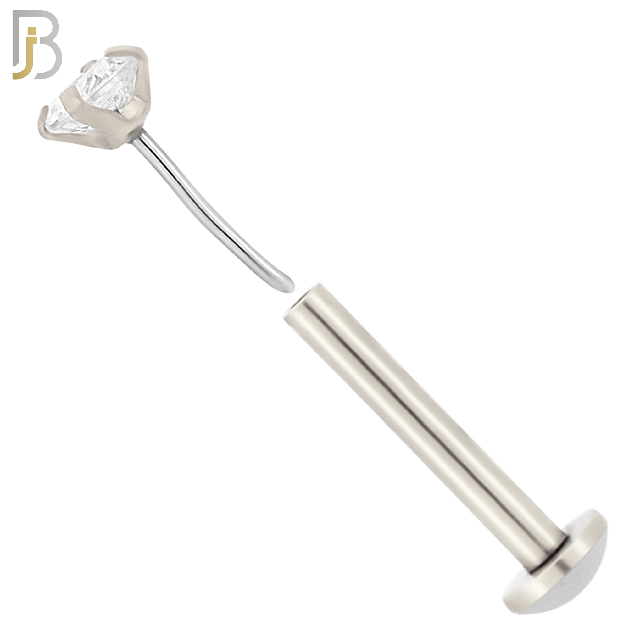 LB17S16 - 16g Thickness 316L Surgical Steel Prong Setting Round Push In  Zircon Labret (PACK OF 6) image 1