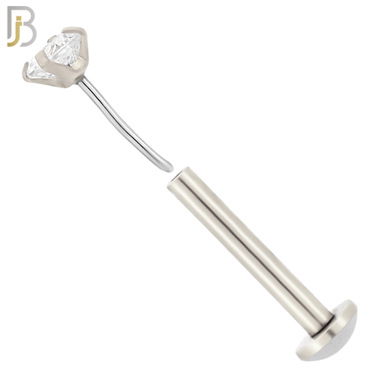 LB17S16 - 16g Thickness 316L Surgical Steel Prong Setting Round Push In  Zircon Labret (PACK OF 6) image 1