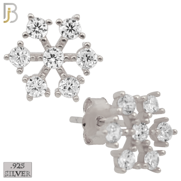925-ES25 - .925 Sterling Silver Snowflakes Earrings Stud with Zircon image 1