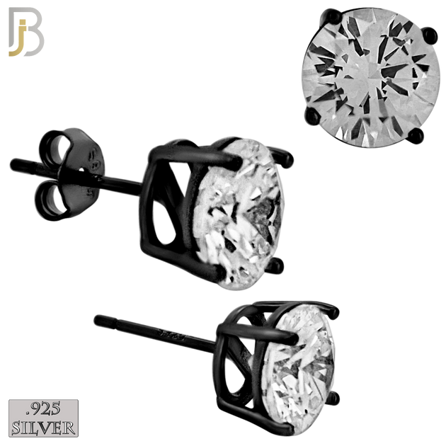 925-ES71-KC - .925 Sterling Silver Black Plated Earring Stud Casting Round Prong Setting Clear Zircon image 7