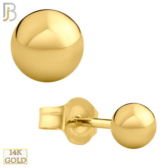 14-ES102Y - 14k Yellow Gold Push Back Plain Ball Stud Earrings image 2