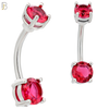 NB04S- 316L Stainless Steel Round Prong Setting Zircon  Banana Belly Navel Ring  (PACK OF 6) image 3