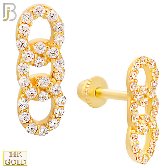 14-TB40 - 14k Yellow Gold 3 Link Chain Tragus Barbell with Baby Screw Backing image 0