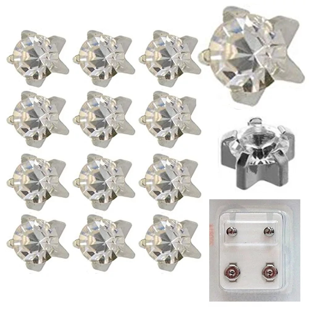 104 - 316L Surgical Steel April Birthstone Prong Star Caflon Piercing Earrings Pack of 12 image