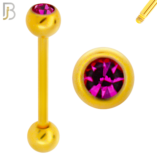 BB05G-5 - 316L Surgical Steel Screw Gold Plated Barbell with 5mm Bezel Ball External Threaded (PACK OF 6) image 3