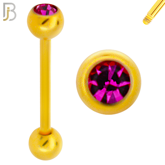 BB05G-5 - 316L Surgical Steel Screw Gold Plated Barbell with 5mm Bezel Ball External Threaded (PACK OF 6) image 3