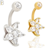 NB52 - 316L Stainless Steel Five Petal CZ Star Shaped Flower Belly Ring image 0