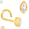 14-NR107C- 14k Solid Gold Marquise Shaped CZ in Bezel Set Nose Screw image 0