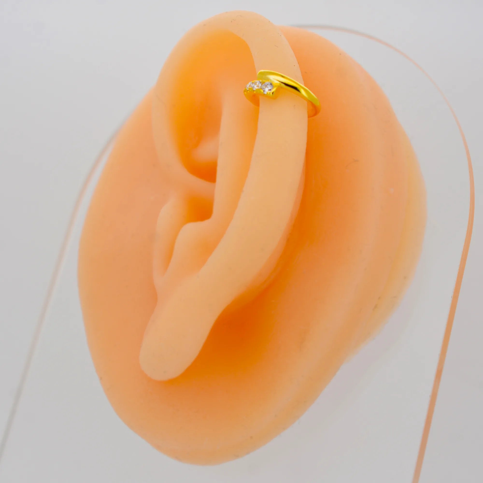 FES009 - Linked Half Plain and Half Studded Ear Cuff in Brass (Sold Per Piece) image 3