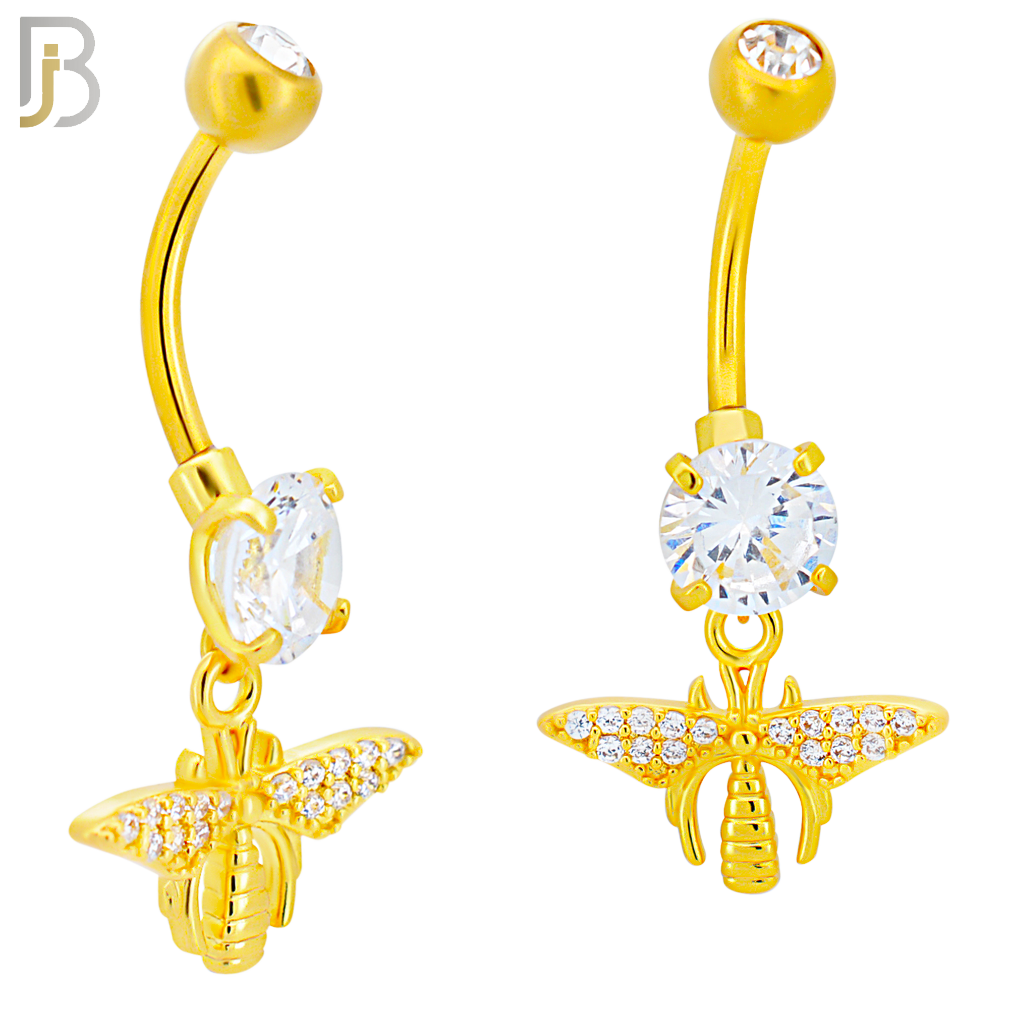 N0129 - 316L Stainless Steel Dangling Firefly  Zircon Belly Ring and 5mm Screw Ball image 2