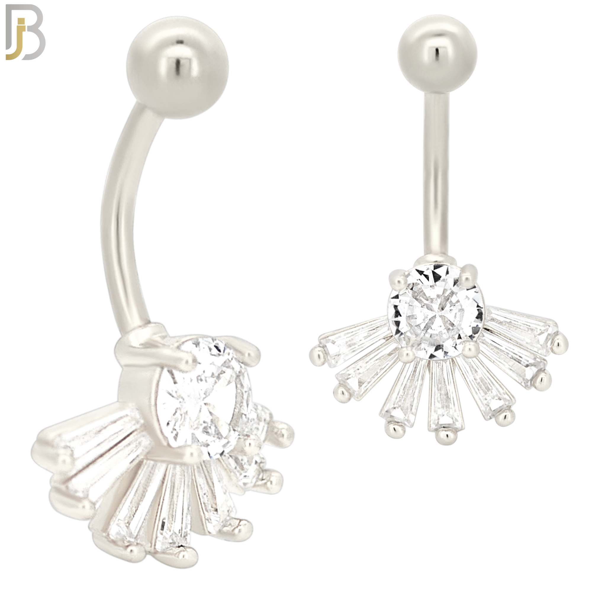 NB23 - 316L Stainless Steel Upside Down Sunrise Zircon  Banana Belly Navel Ring image 1