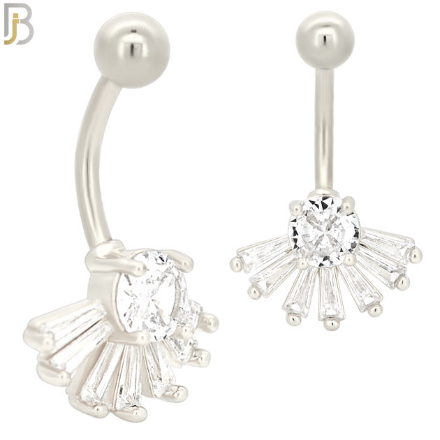 NB23 - 316L Stainless Steel Upside Down Sunrise Zircon  Banana Belly Navel Ring image 1