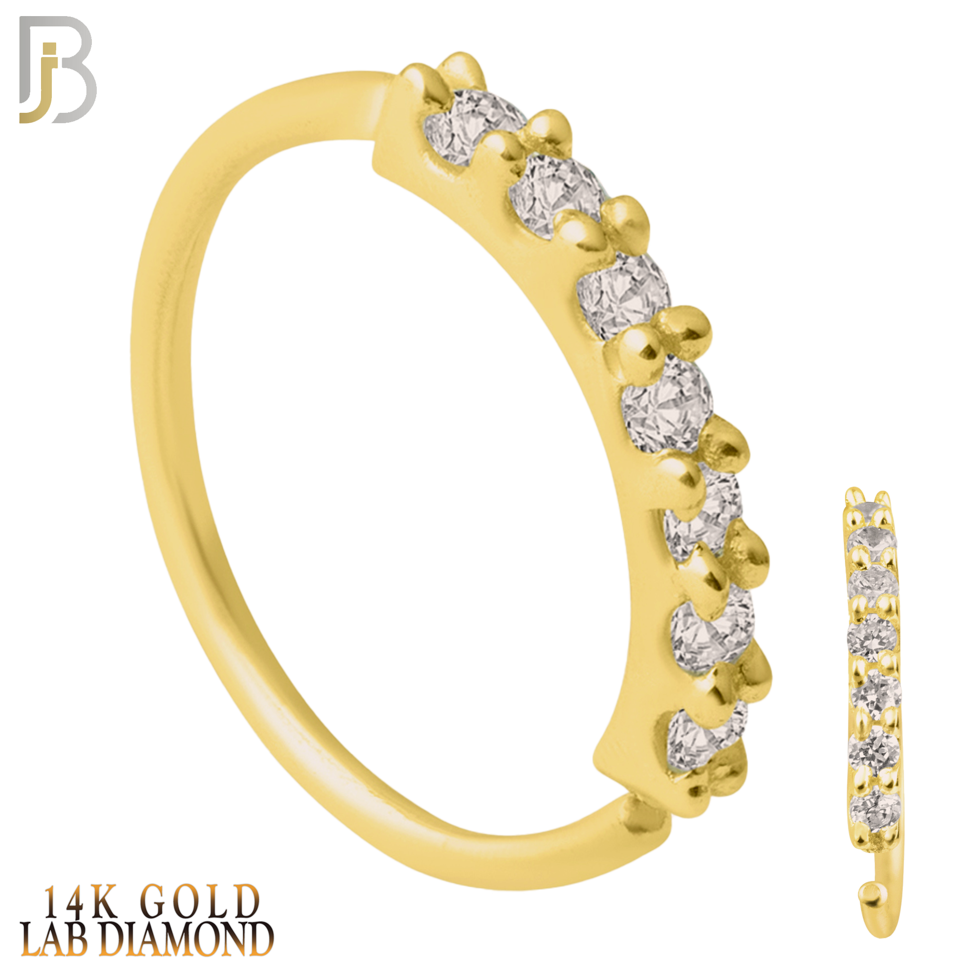 14-CT04L- 14k Solid Gold Prong Setting 7 Lab Diamond Hoops Piercing Twist top Open image 0