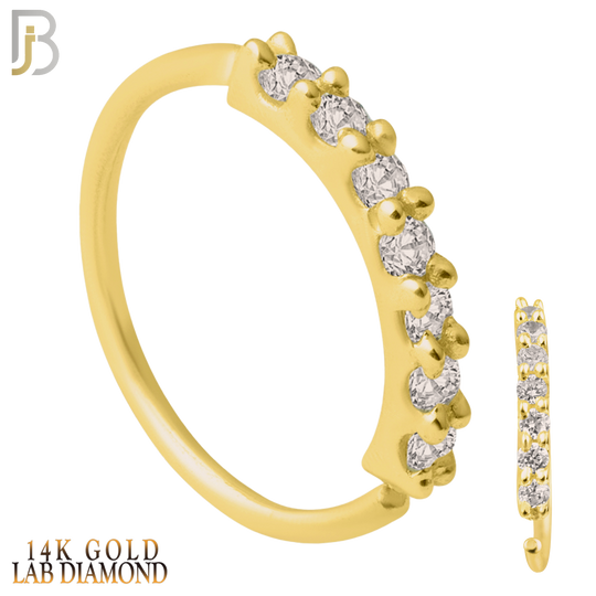 14-CT04L- 14k Solid Gold Prong Setting 7 Lab Diamond Hoops Piercing Twist top Open image 0