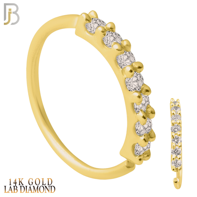 14-CT04L- 14k Solid Gold Prong Setting 7 Lab Diamond Hoops Piercing Twist top Open image 0