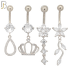 PK-N007 - 316L Surgical Steel Different Designs Dangle Belly Rings - Pack of 16 image 1