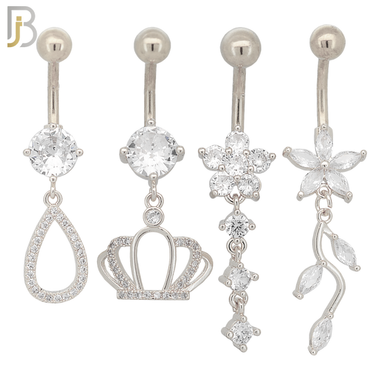 PK-N007 - 316L Surgical Steel Different Designs Dangle Belly Rings - Pack of 16 image 1