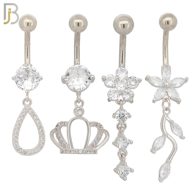 PK-N007 - 316L Surgical Steel Different Designs Dangle Belly Rings - Pack of 16 image 1