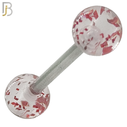 BB04C - 316L Surgical Steel Screw Barbell with Clear Glitter Acrylic Ball Screw External Threaded (PACK OF 6) image 4