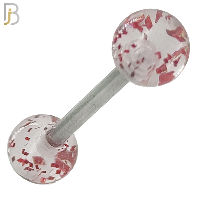 BB04C - 316L Surgical Steel Screw Barbell with Clear Glitter Acrylic Ball Screw External Threaded (PACK OF 6) image 4