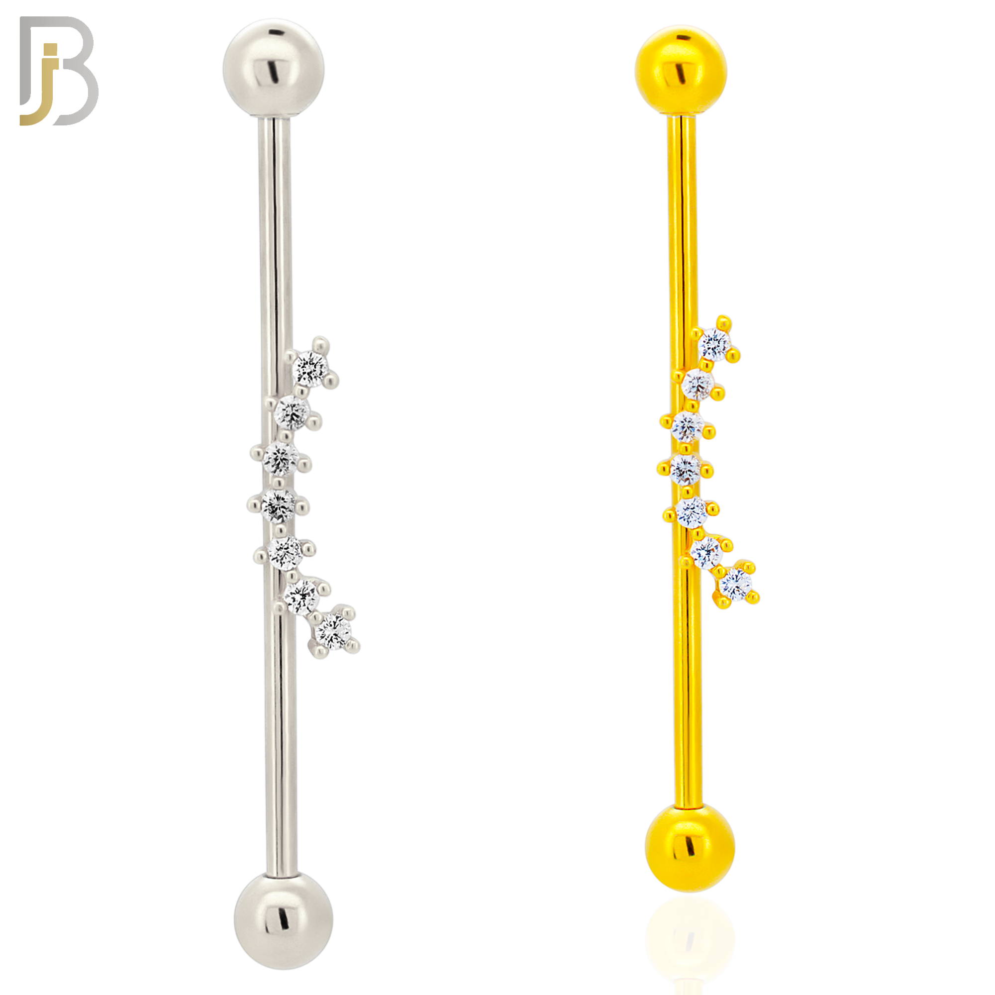 BB57 -  316L Surgical Steel Screw Bar with 7 CZ Curve Line Design  Barbell Industrial (PACK OF 4) image 0