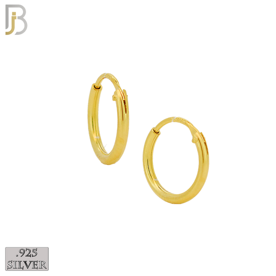 925-ES310G - .925 Sterling Silver in Gold Plating Plain Hoop Earrings - 10mm image